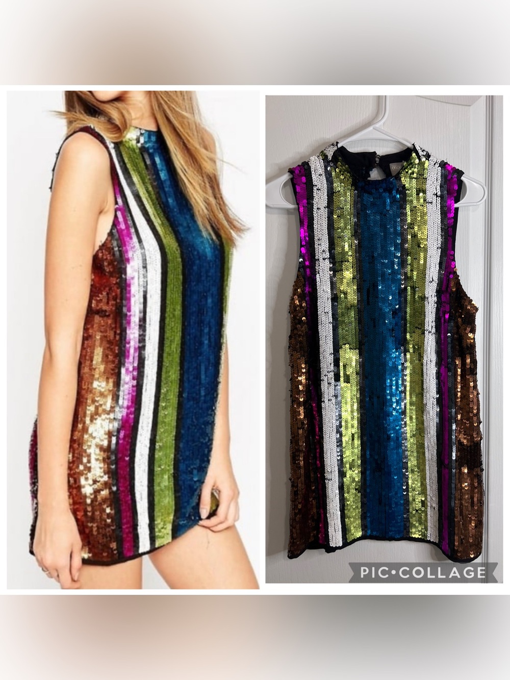 ASOS Sequin Stripe Sleeveless Party Dress - Multicolor size 6
